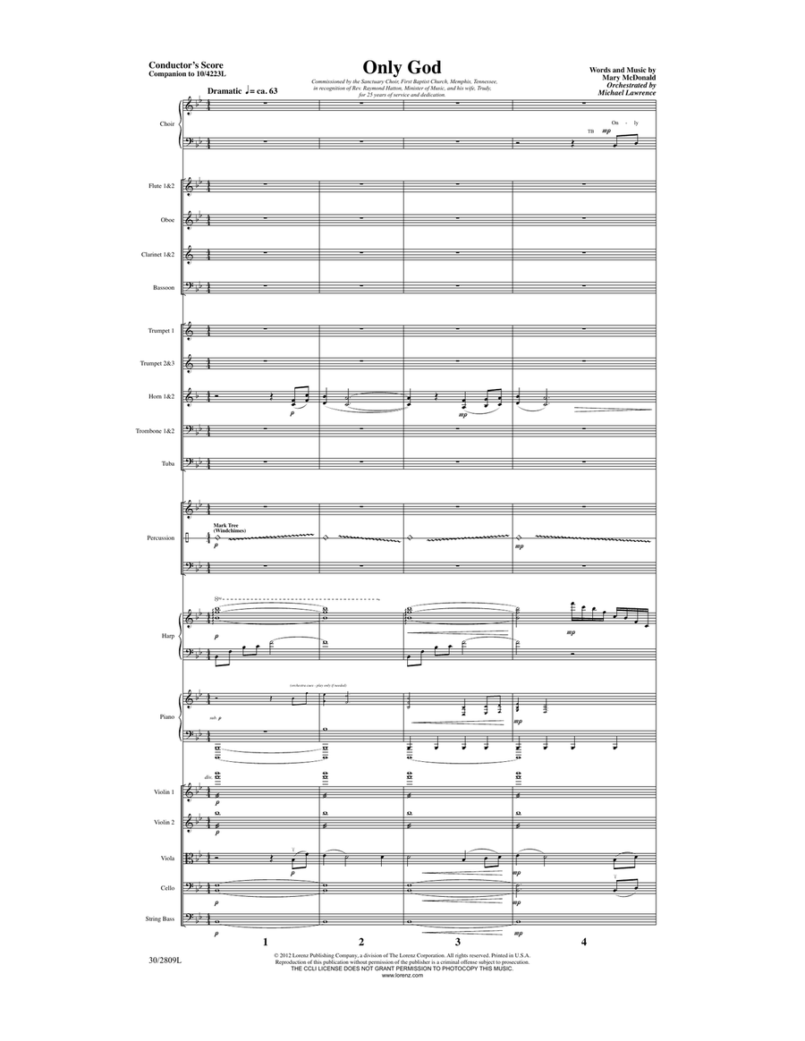 Only God - Downloadable Orchestral Score and Parts Voice scores gallery preview page 3