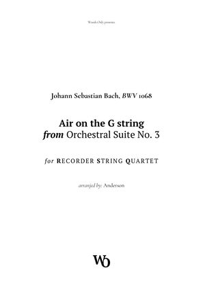 Book cover for Air on the G String by Bach for Recorder and Strings