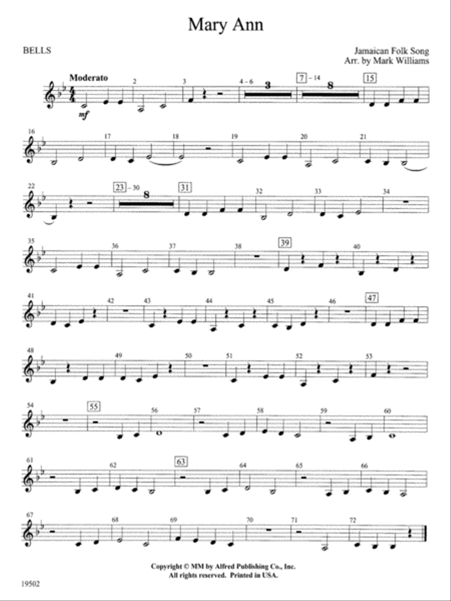 Mary Ann: Bells Concert Band scores gallery preview page 1