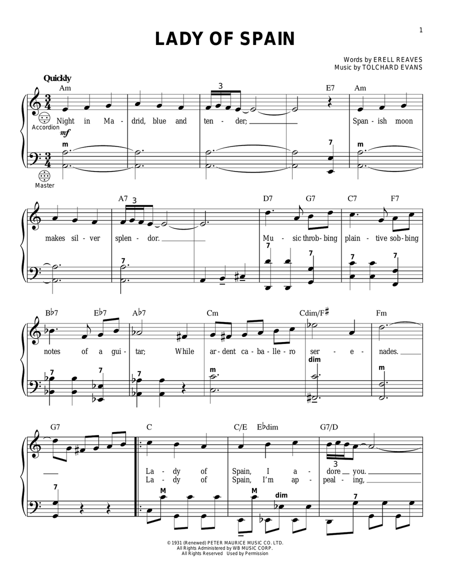 Lady Of Spain Piano scores gallery preview page 1