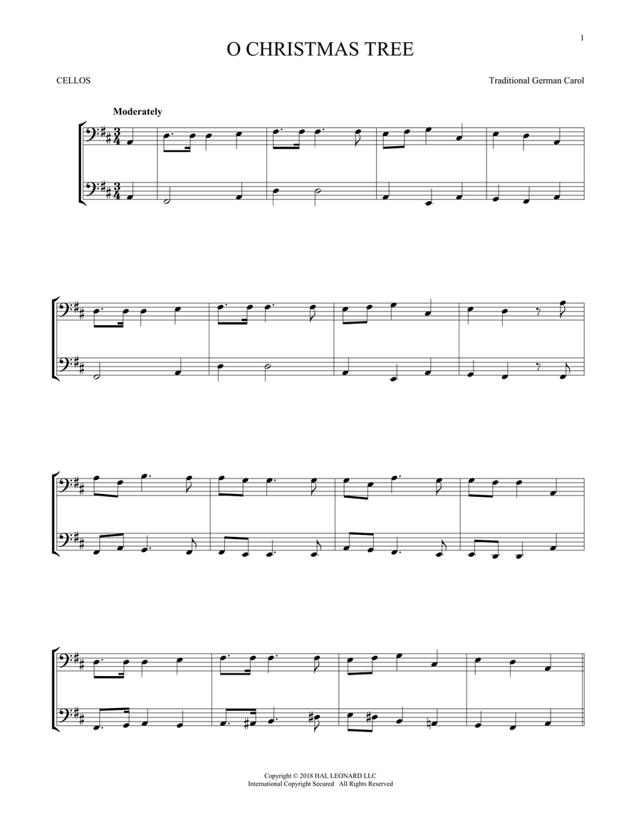 O Christmas Tree String Duet scores gallery preview page 1