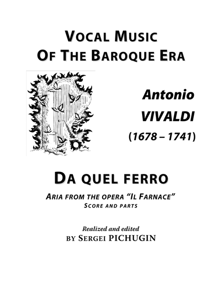 VIVALDI Antonio: Da quel ferro, aria from the opera Il Farnace, score and parts (D minor)