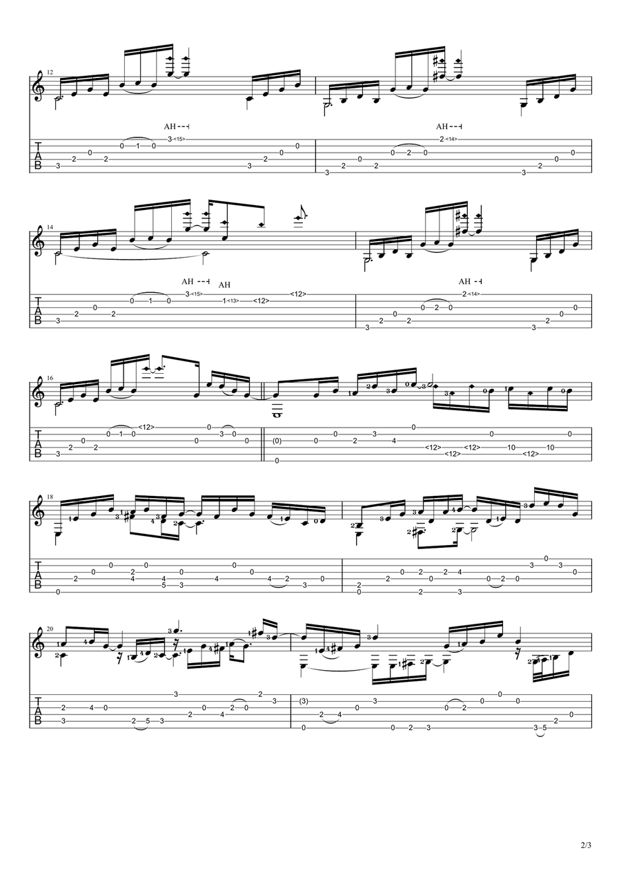 Eugen Sedko - Full Moon, contemporary solo guitar composition Acoustic Guitar scores gallery preview page 2