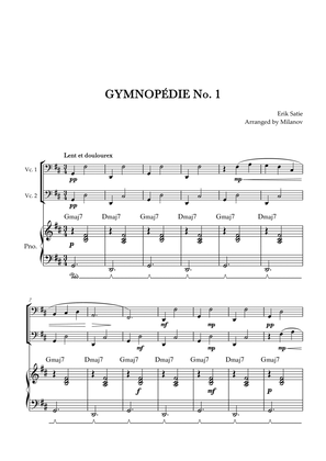 Gymnopédie no 1 | Cello Duet | Original Key | Chords | Piano accompaniment |Easy intermediate