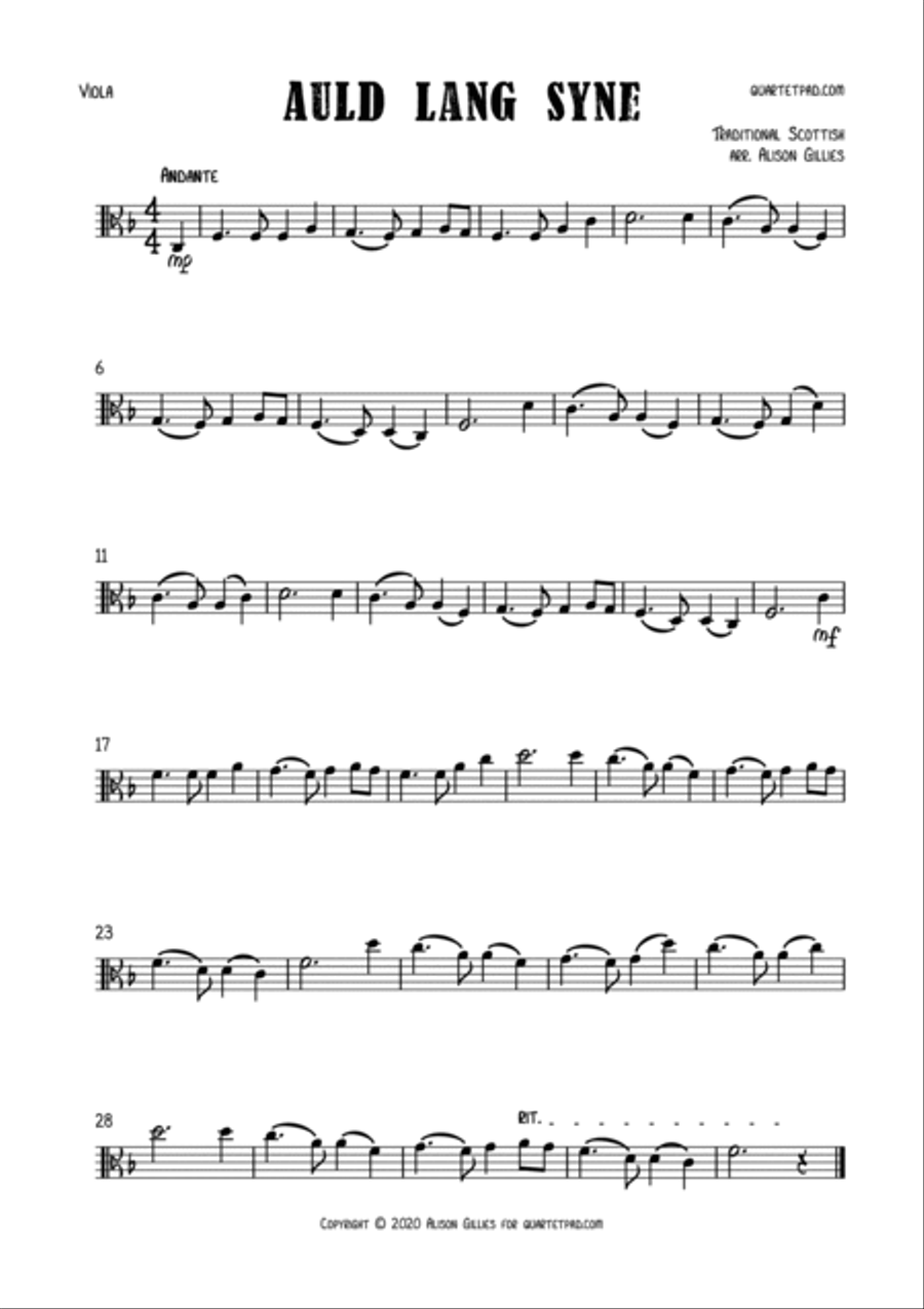 Auld Lang Syne - Viola & Cello Duet String Duet scores gallery preview page 2