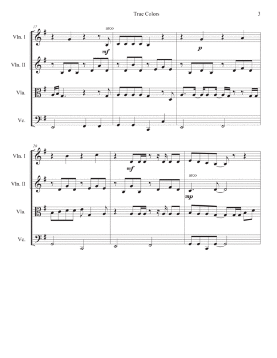 True Colors String Quartet scores gallery preview page 3