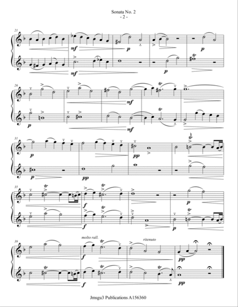 Loeillet: Sonata No. 2 for Alto Flute Duo Flute Duet scores gallery preview page 2