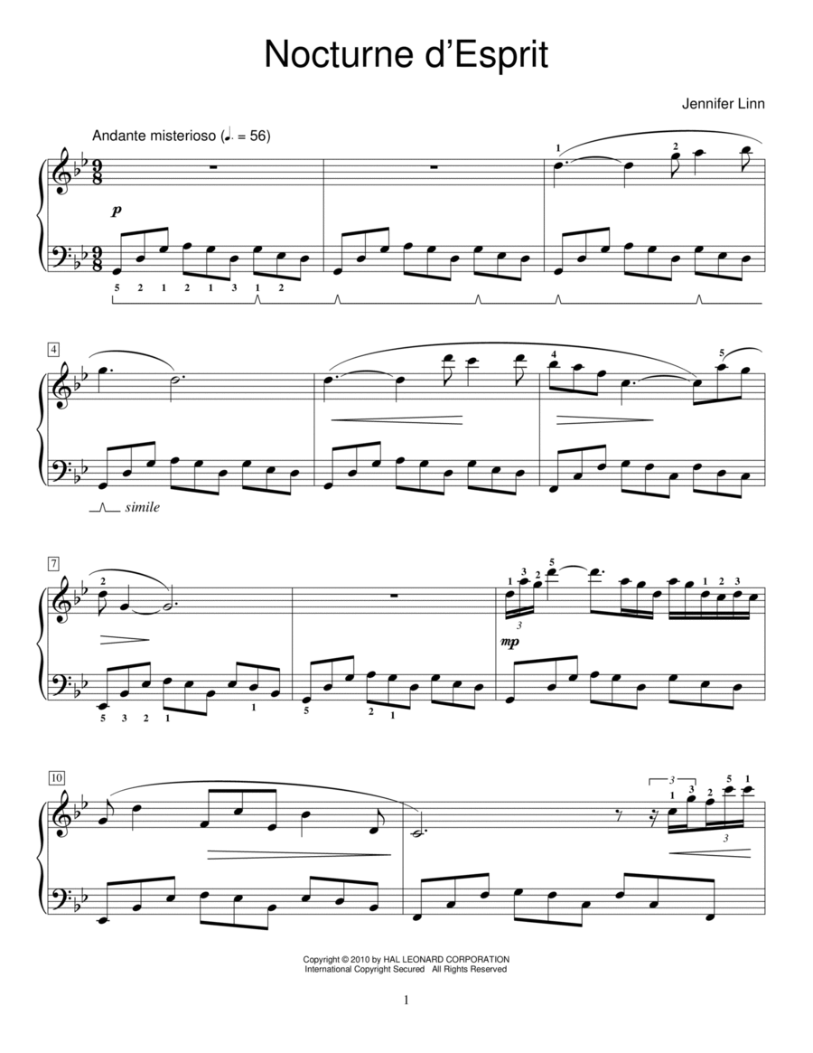 Nocturne d'Esprit Nocturne d'Esprit Piano Method scores gallery preview page 1