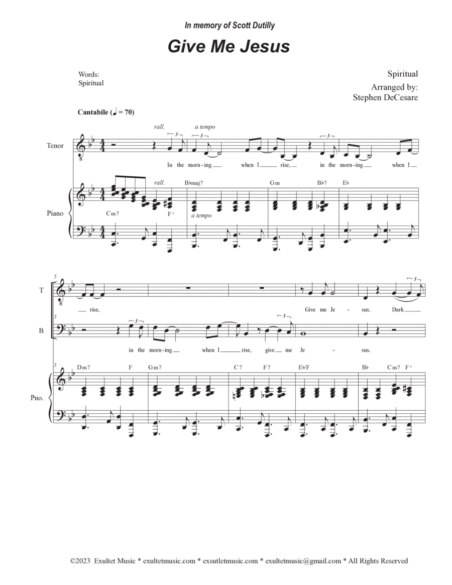 Give Me Jesus (2-part choir - (TB) image number null