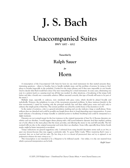 Unaccompanied Suites for Horn