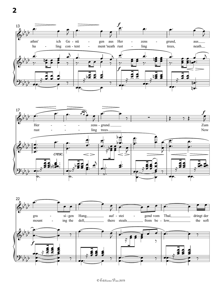 Willkommen, mein Wald, by Robert Franz, in A flat Major Voice scores gallery preview page 4