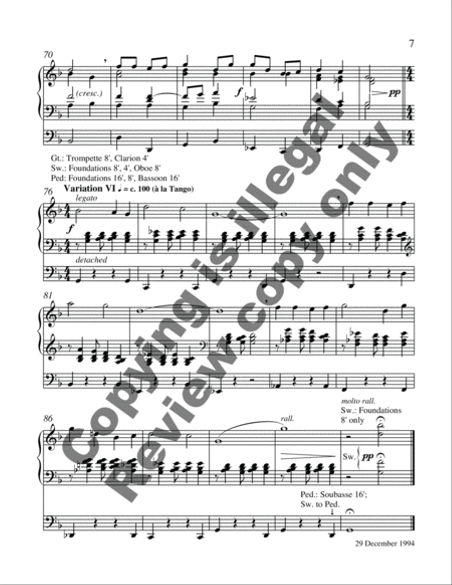 Variations on a Hungarian Folk Tune Organ scores gallery preview page 8