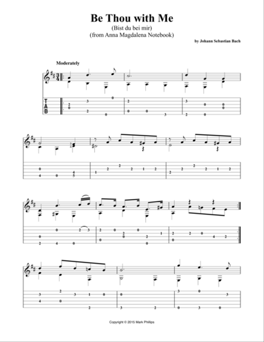 Be Thou with Me (Bist du bei mir) Classical Guitar scores gallery preview page 1