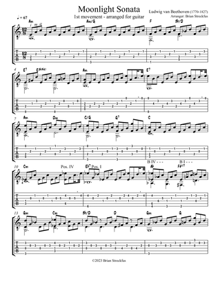 Moonlight Sonata (Piano Sonata No. 14) - Arranged for Guitar