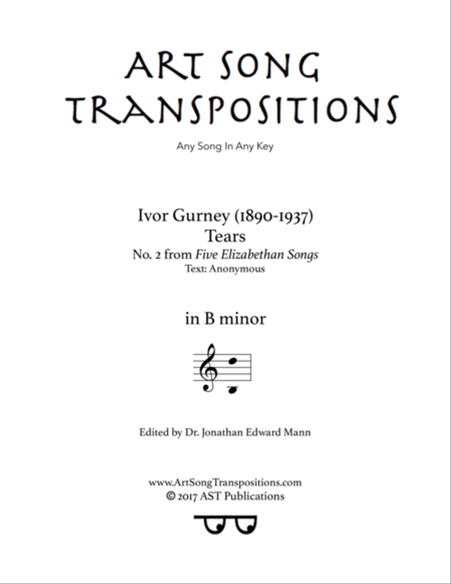 GURNEY: Tears (transposed to B minor) Voice scores gallery preview page 1