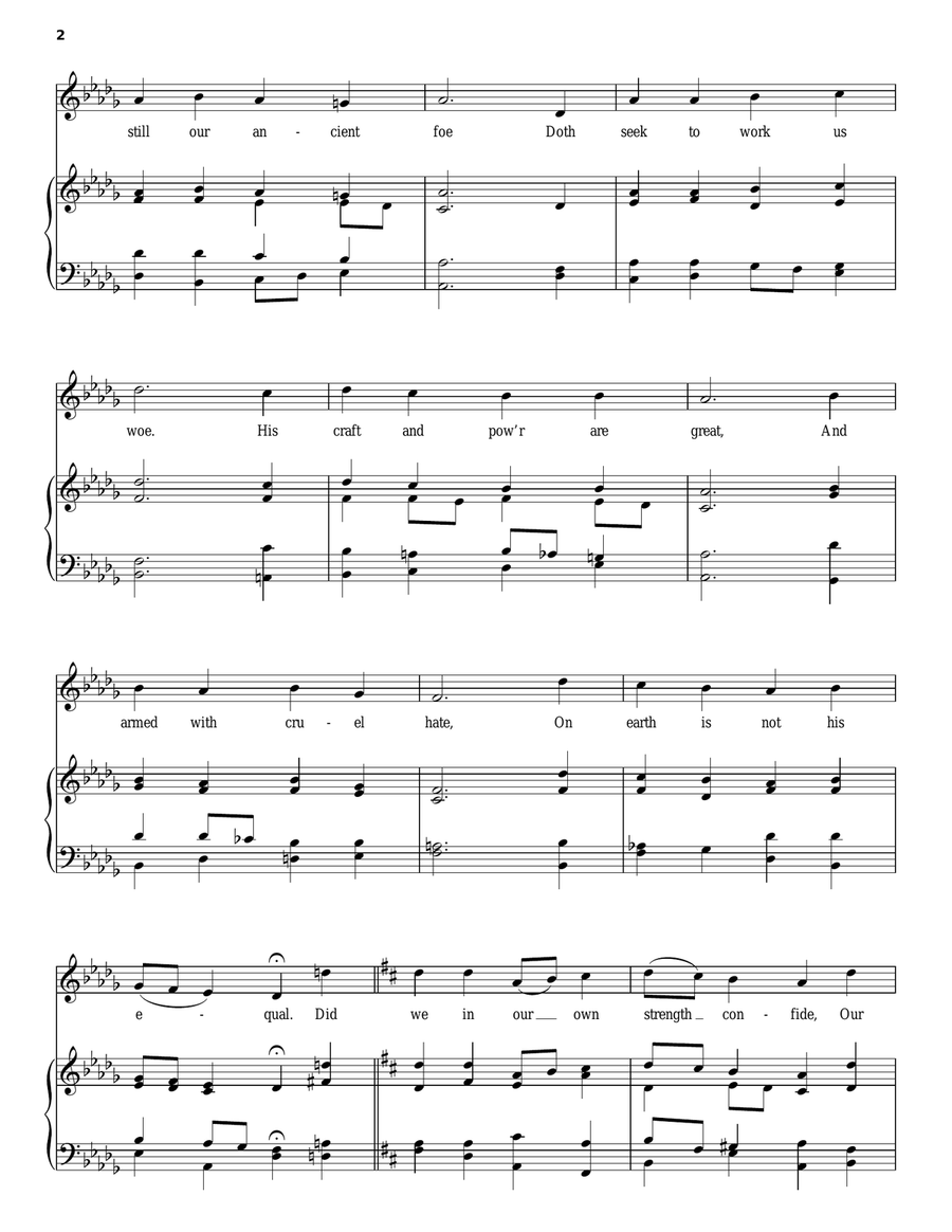 A Mighty Fortress Piano, Vocal, Guitar scores gallery preview page 2