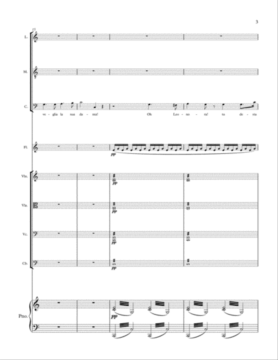 Tace la Notte from the Opera Il Trovatore Score and parts Large Ensemble scores gallery preview page 3