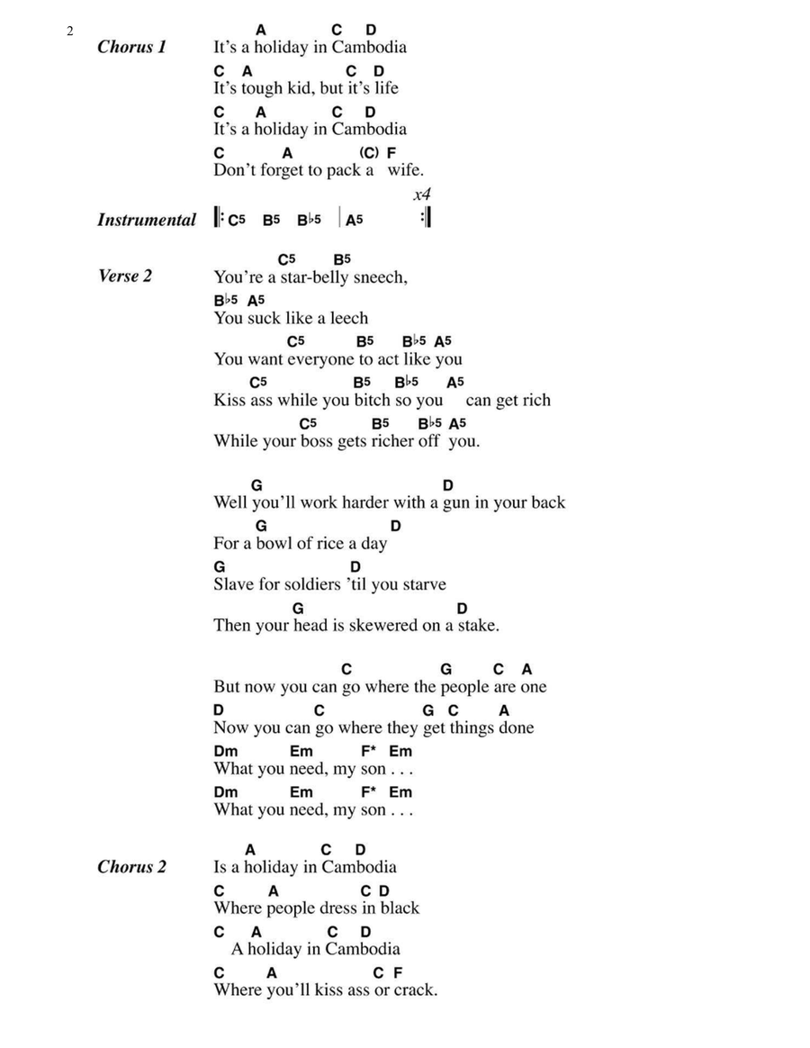 Holiday In Cambodia Holiday In Cambodia Electric Guitar scores gallery preview page 2