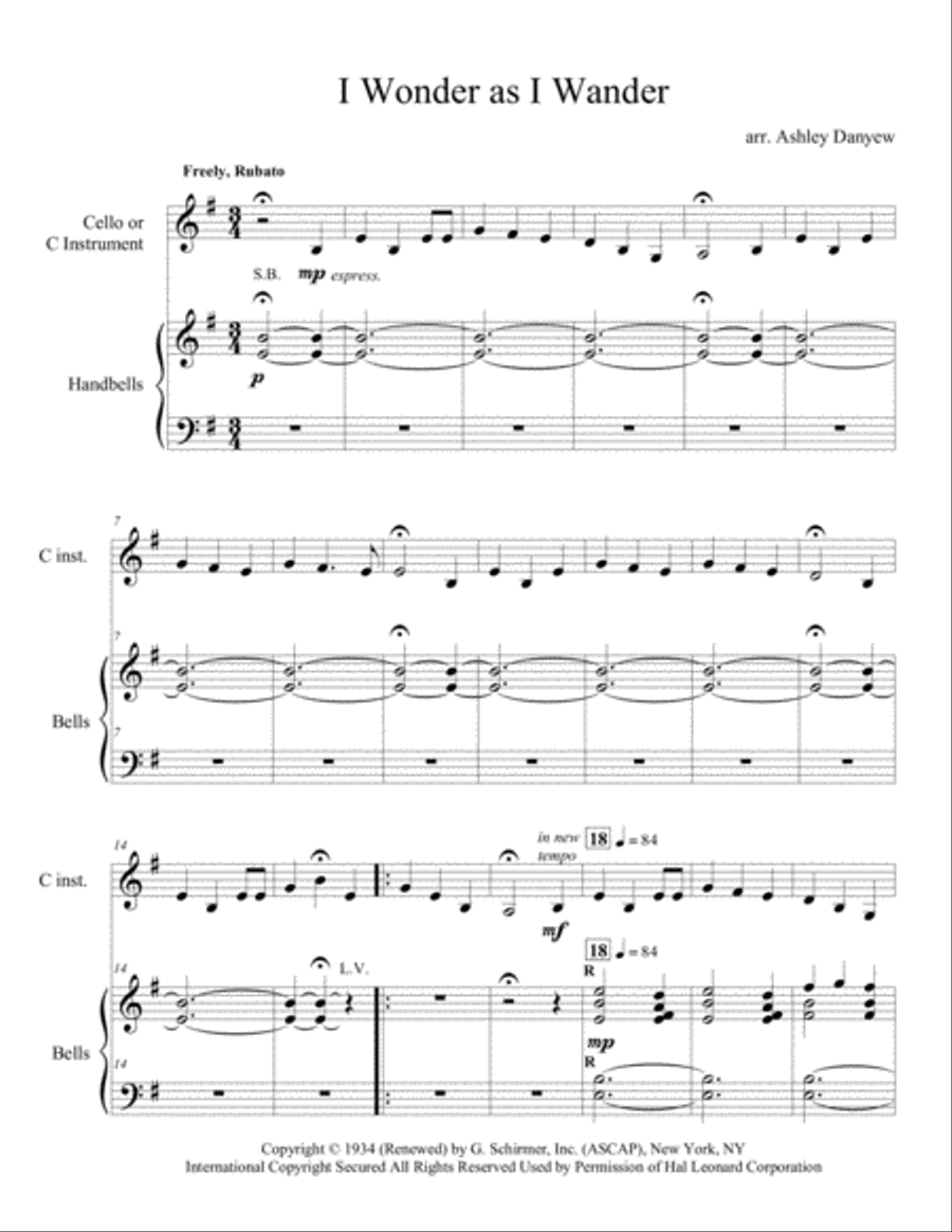I Wonder As I Wander Handbell Choir scores gallery preview page 3