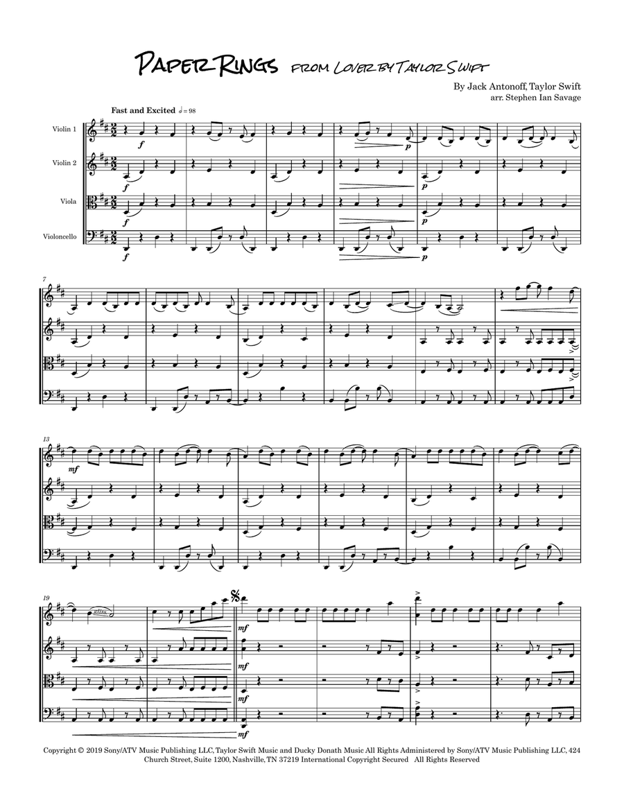 Paper Rings String Quartet scores gallery preview page 2