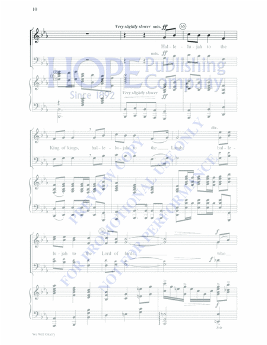 We Will Glorify 4-Part scores gallery preview page 10