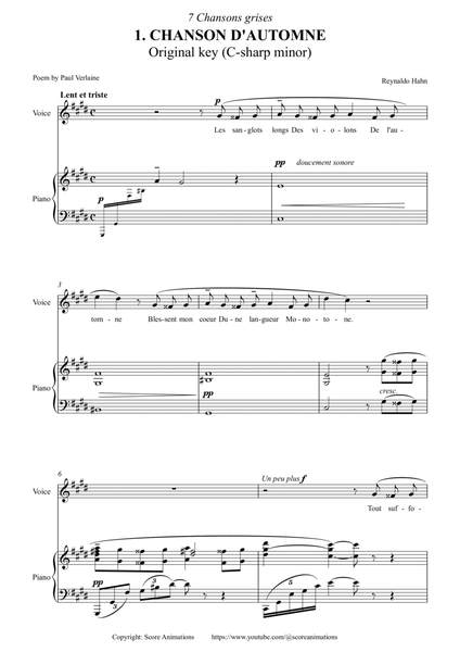 HAHN: "Chanson d'automne" Original key (C-sharp minor)