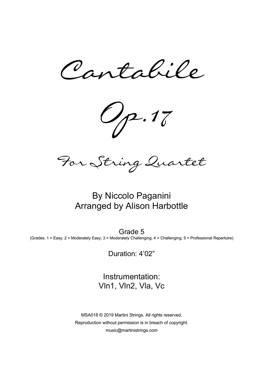 Cantabile, op. 17 - string quartet String Quartet scores gallery preview page 1