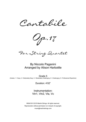 Cantabile, op. 17 - string quartet