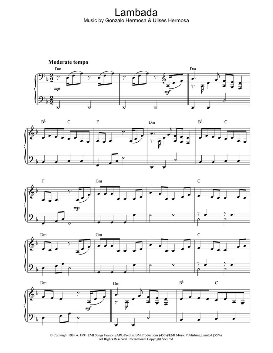 Lambada accordion online sheet music