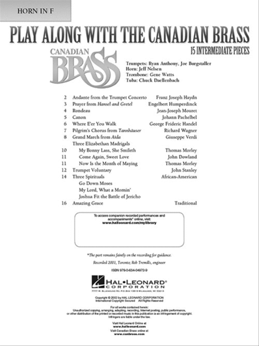Play Along with The Canadian Brass – Horn Brass Quintet scores gallery preview page 2