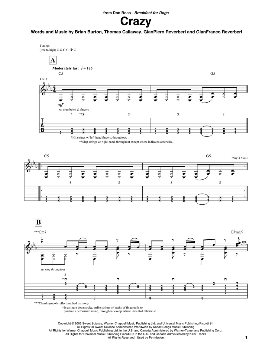 Crazy Acoustic Guitar scores gallery preview page 1