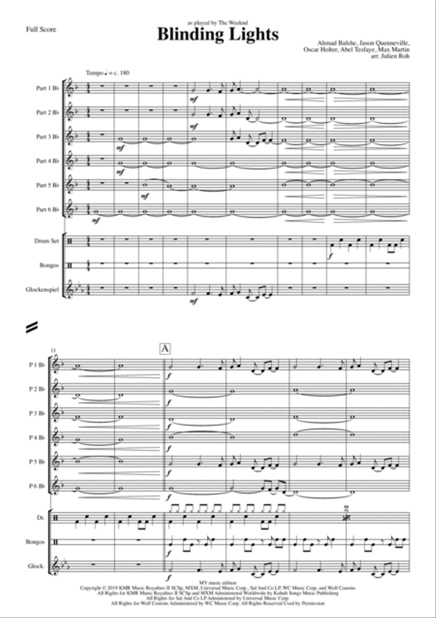 Blinding Lights Concert Band scores gallery preview page 1