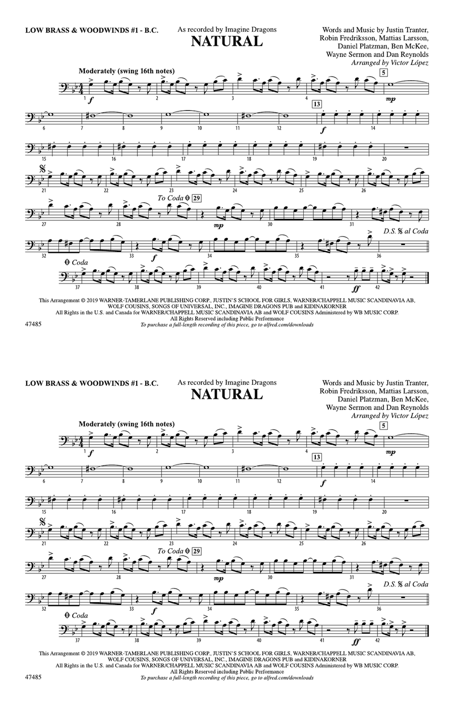 Natural: Low Brass & Woodwinds #1 - Bass Clef