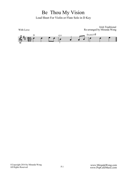 Be Thou My Vision - Lead Sheet in D (Romantic Version) image number null