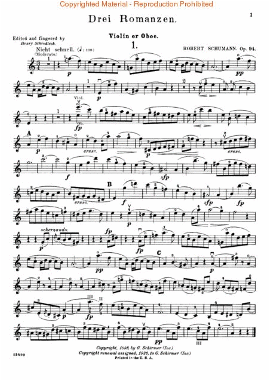 Three Romances, Op. 94 - Oboe/Violin/Clarinet Clarinet scores gallery preview page 2