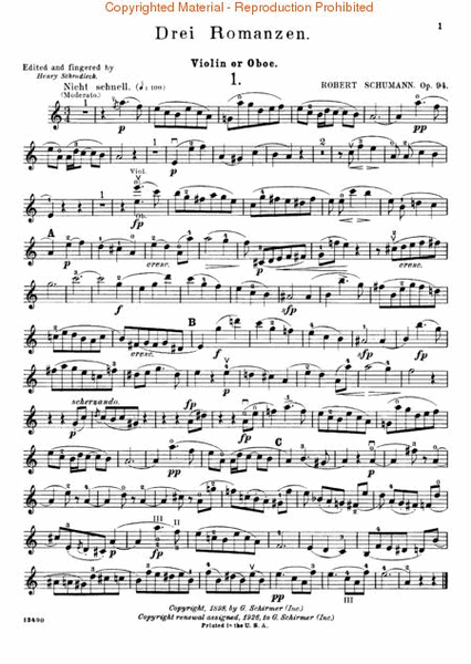 Three Romances, Op. 94 - Oboe/Violin/Clarinet