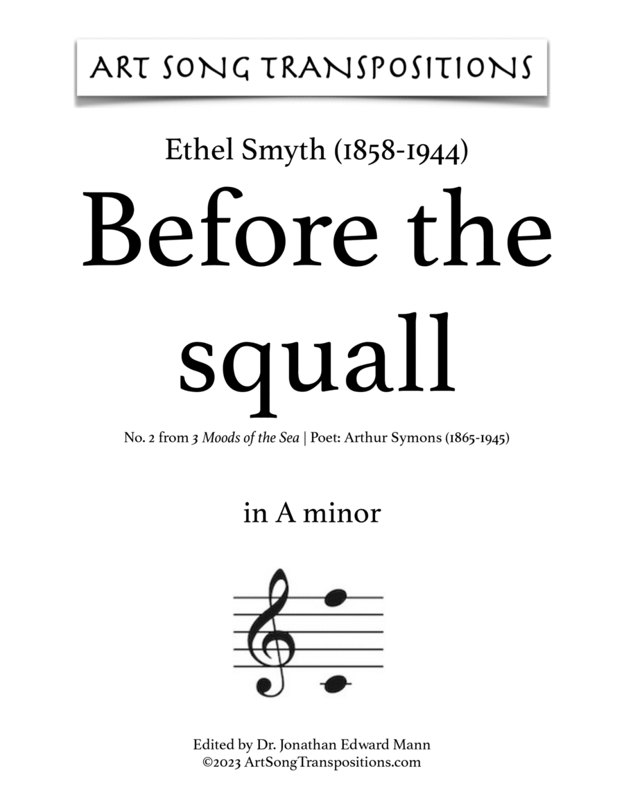 SMYTH: Before the squall (transposed to A minor) Voice scores gallery preview page 1