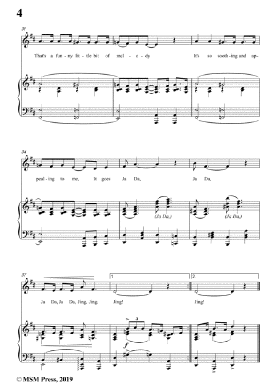 Bob Carleton-Ja-Da,in D Major,for Voice and Piano Piano, Vocal scores gallery preview page 6