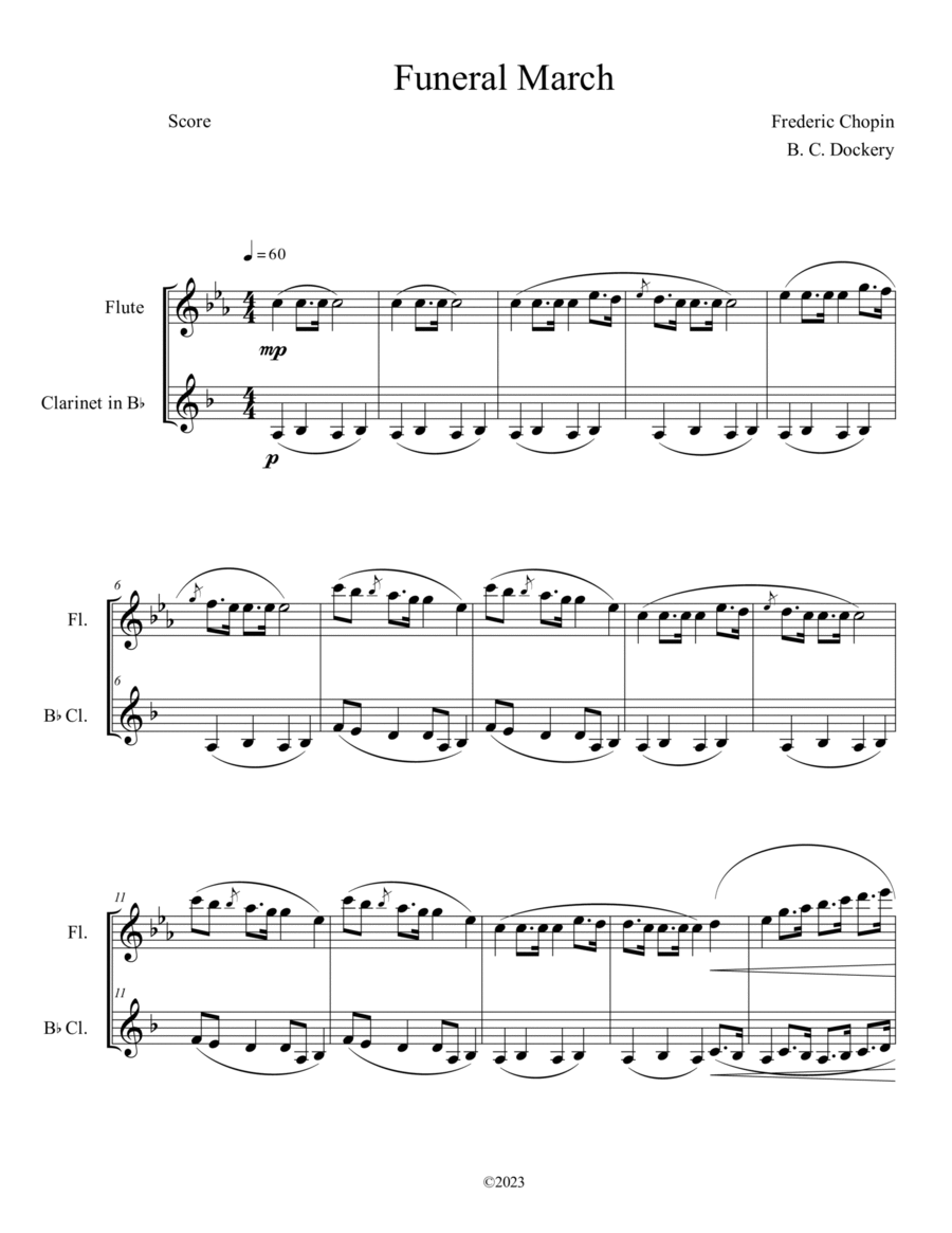 Funeral March (Flute and Clarinet Duet) Woodwind Duet scores gallery preview page 1
