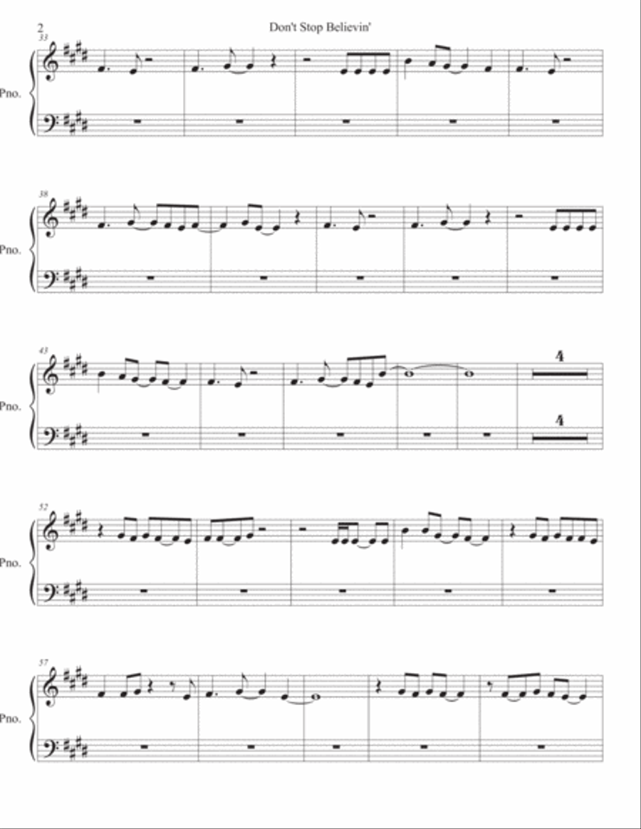 Don't Stop Believin' Easy Piano scores gallery preview page 2