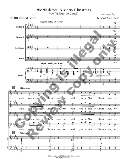 We Wish You a Merry Christmas (Choral Score)