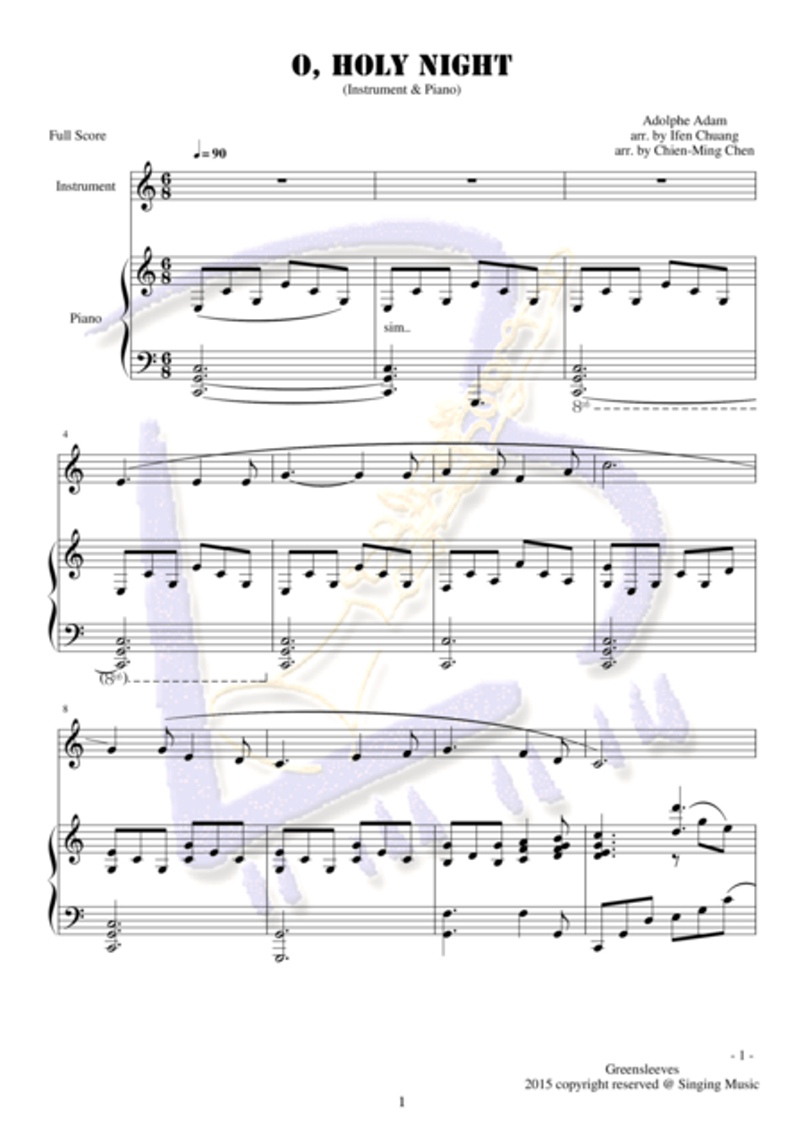 O, Holy Night, for Instrument and Piano English Horn scores gallery preview page 1