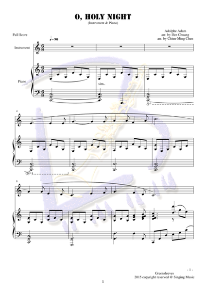 O, Holy Night, for Instrument and Piano image number null
