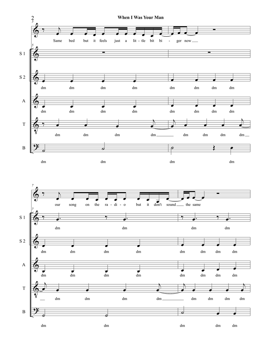 When I Was Your Man 4-Part scores gallery preview page 2