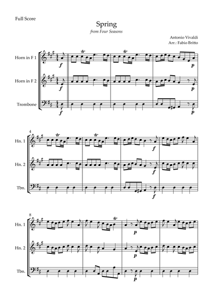 Spring (from Four Seasons of Antonio Vivaldi) for Brass Trio image number null