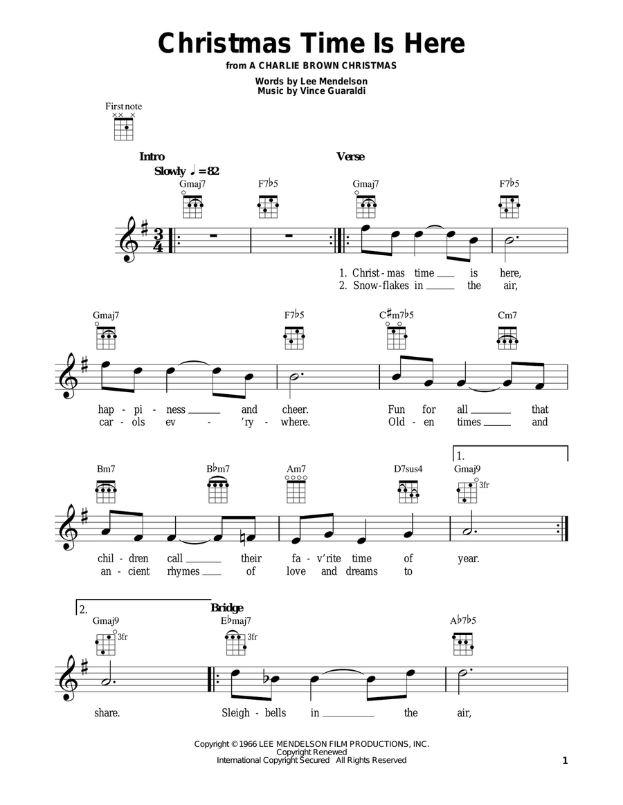 Christmas Time Is Here Ukulele scores gallery preview page 1