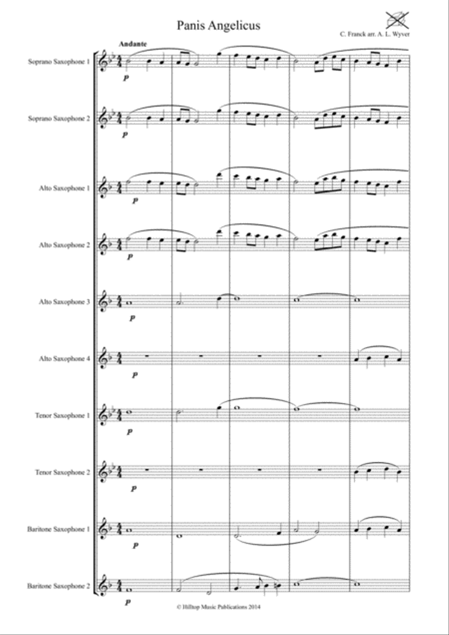 Panis Angelicus arr. saxophone ensemble Woodwind Ensemble scores gallery preview page 2