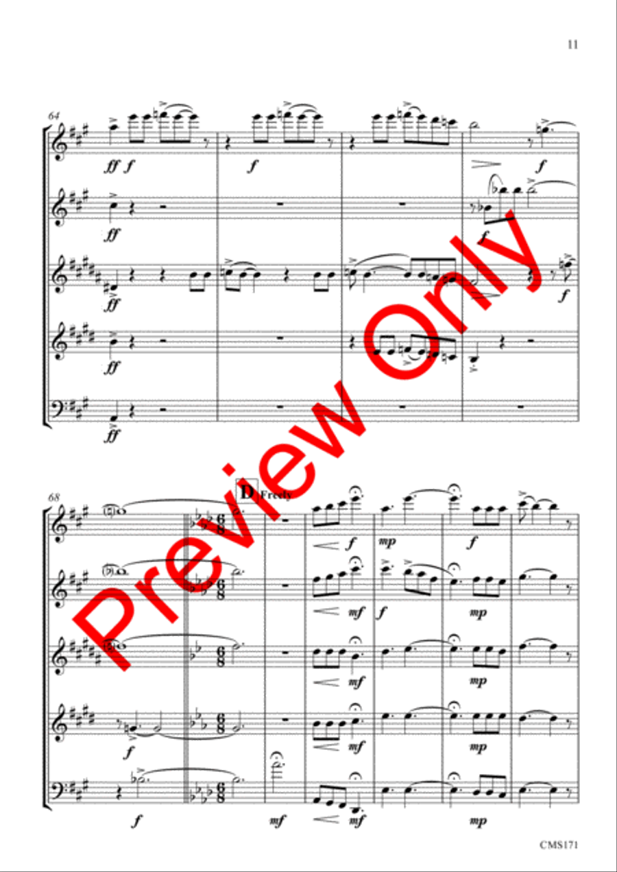 Queen Medley Fantasy Woodwind Quintet scores gallery preview page 14