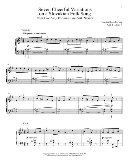 Seven Cheerful Variations On A Slovakian Folk Song, Op. 51, No. 4