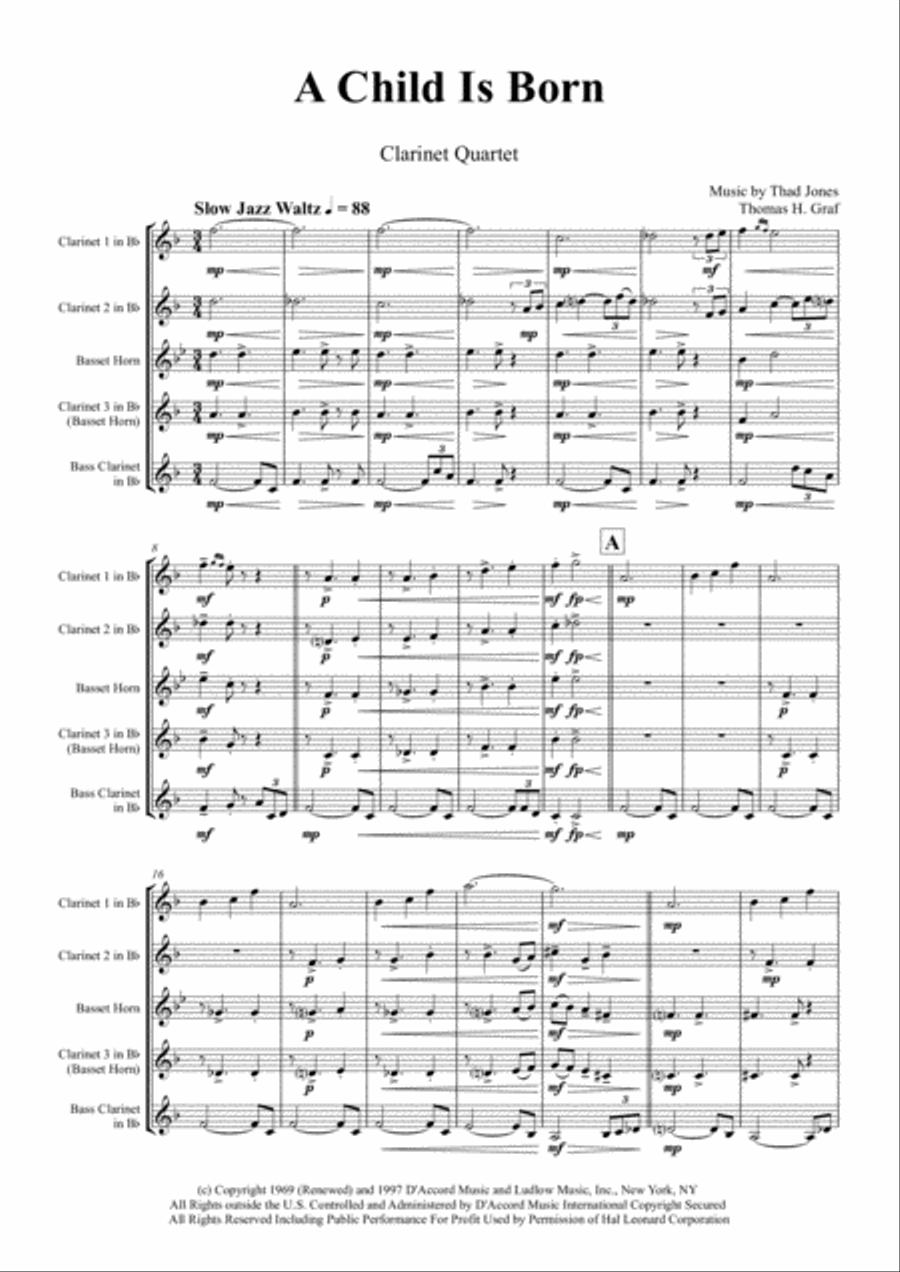 A Child Is Born Woodwind Ensemble scores gallery preview page 1